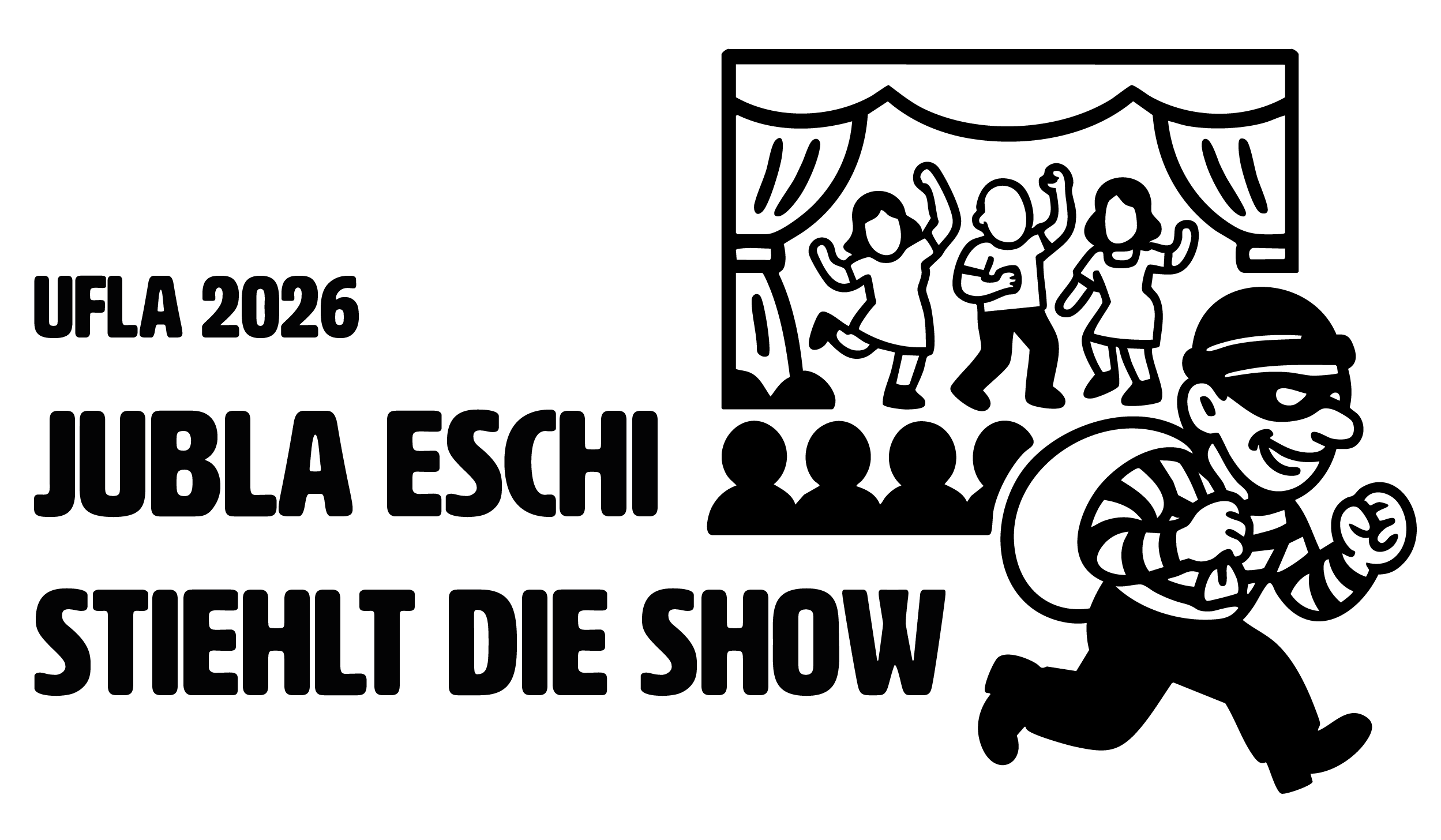 UFLA Logo, Räuber welcher von Theater wegrennt